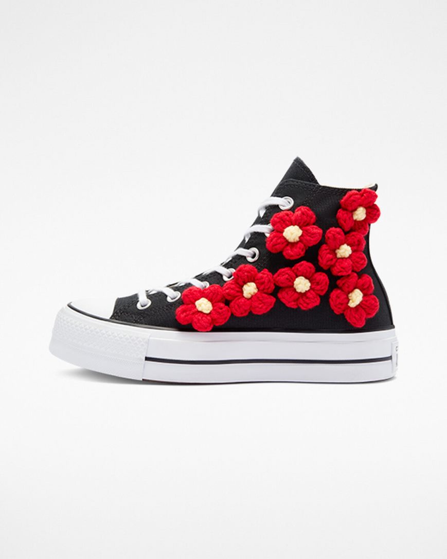 Pantofi Platforma Dama Converse Chuck Taylor All Star Lift 3D Floral Inalti Rosii Flori | RO ERUAY106